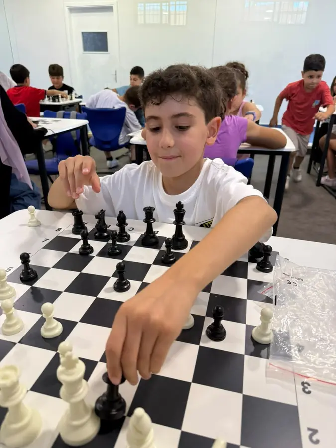Student playing chess